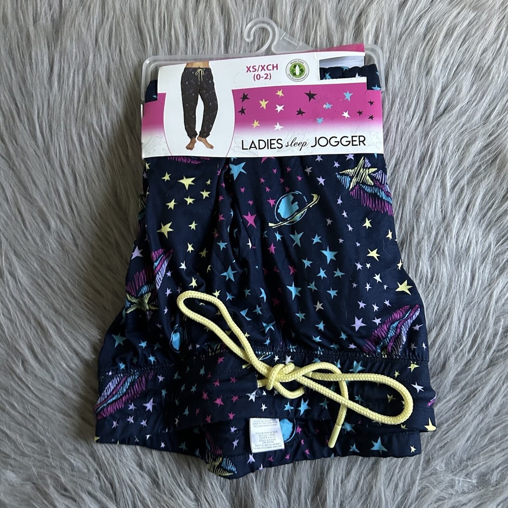 Briefly Stated Pajama Pants Womens Size XS (0-2) Blue Space Galaxy Pajamas Pjs
